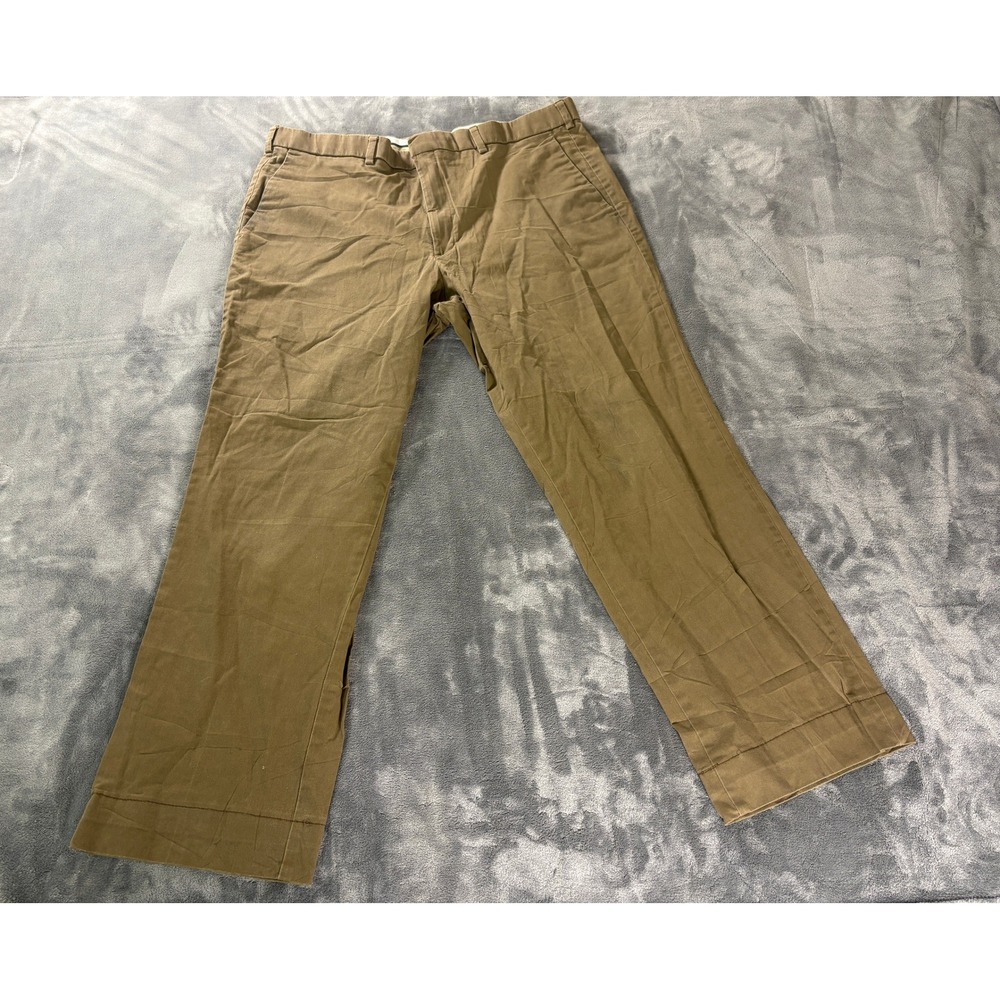 Dockers Mens Premium Classic Fit Flat Front Chinos 40x32 Brown Stretch Cotton